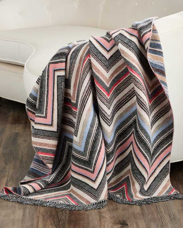 Chevron Wool-Blend Throw, 98" x 100"
